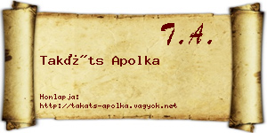 Takáts Apolka névjegykártya